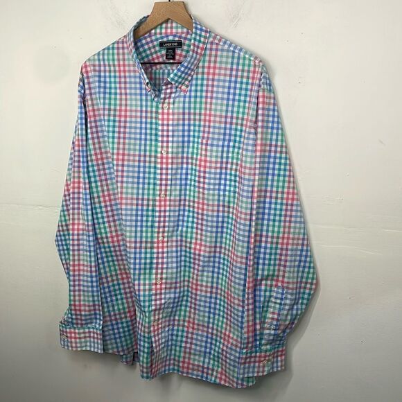 Lands End Men’s Plaid Collared Front Button Closure Long Sleeve Shirt size XXL - Picture 2 of 12